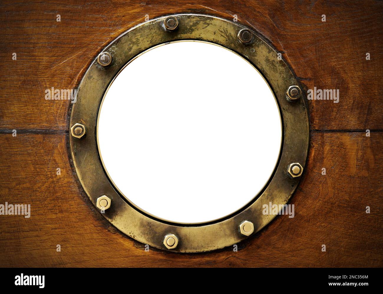 Template with isolated ship porthole. Vintage illuminator mockup Stock