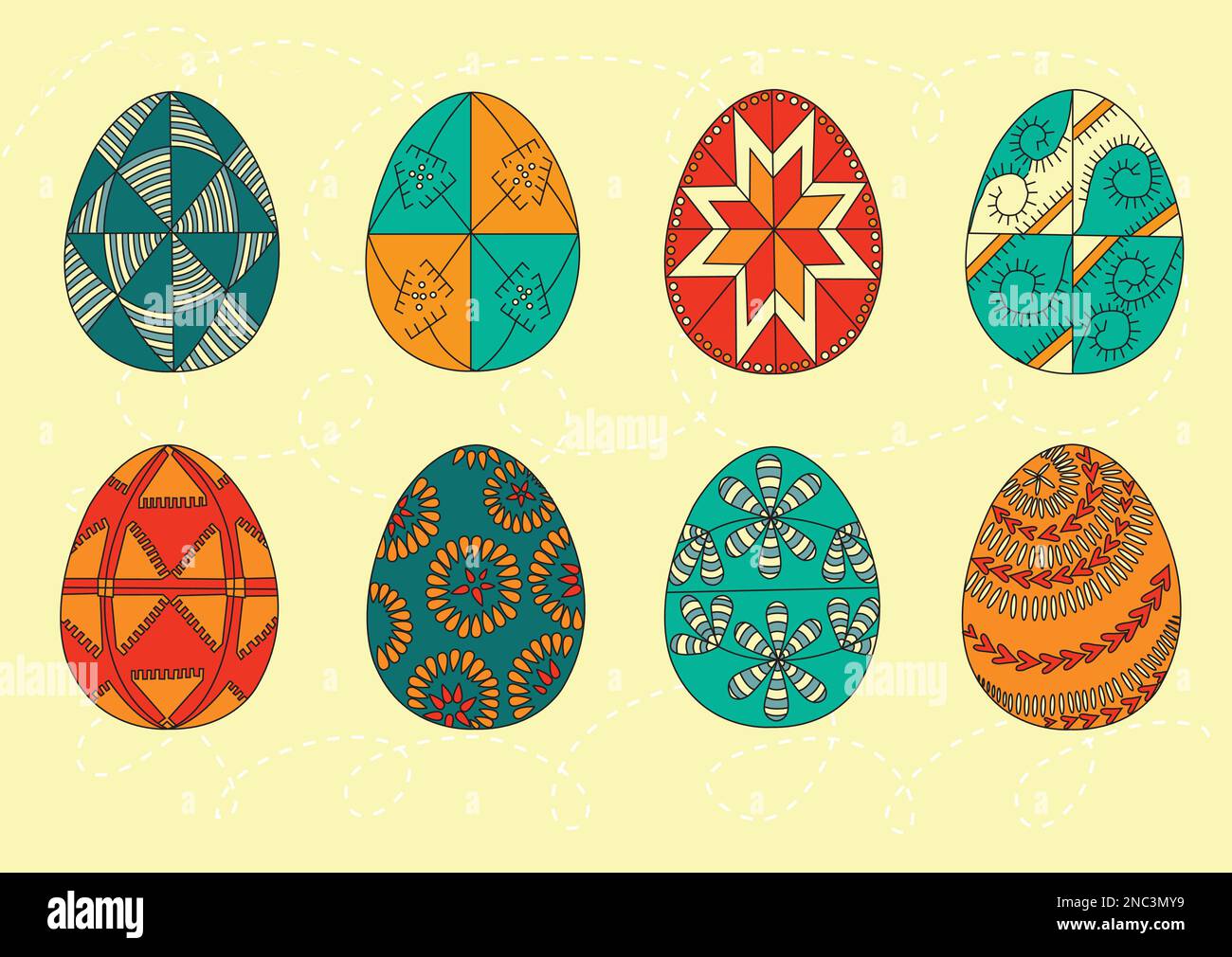 Set of color Easter eggs. Easter eggs. Vector illustration. Easter eggs ...