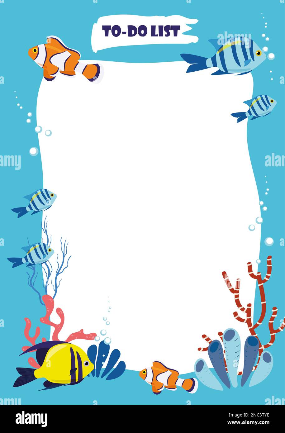 To do list vector template marine design exotic fish. Organizer school