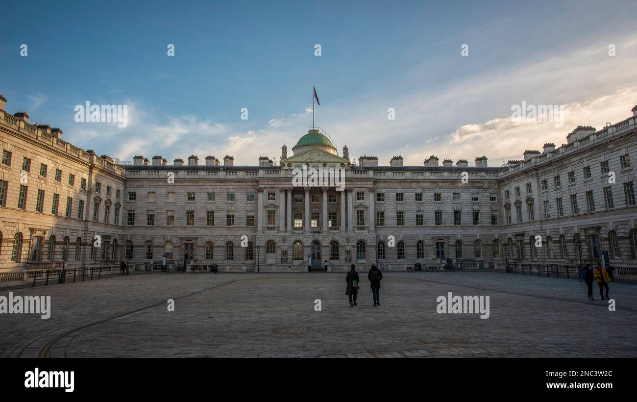 Somerset House situated between The Strand and The Embankment of the River Thames, London, UK Stock Photo