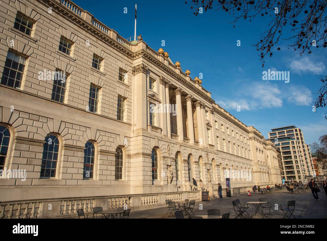 Somerset House situated between The Strand and The Embankment of the River Thames, London, UK Stock Photo