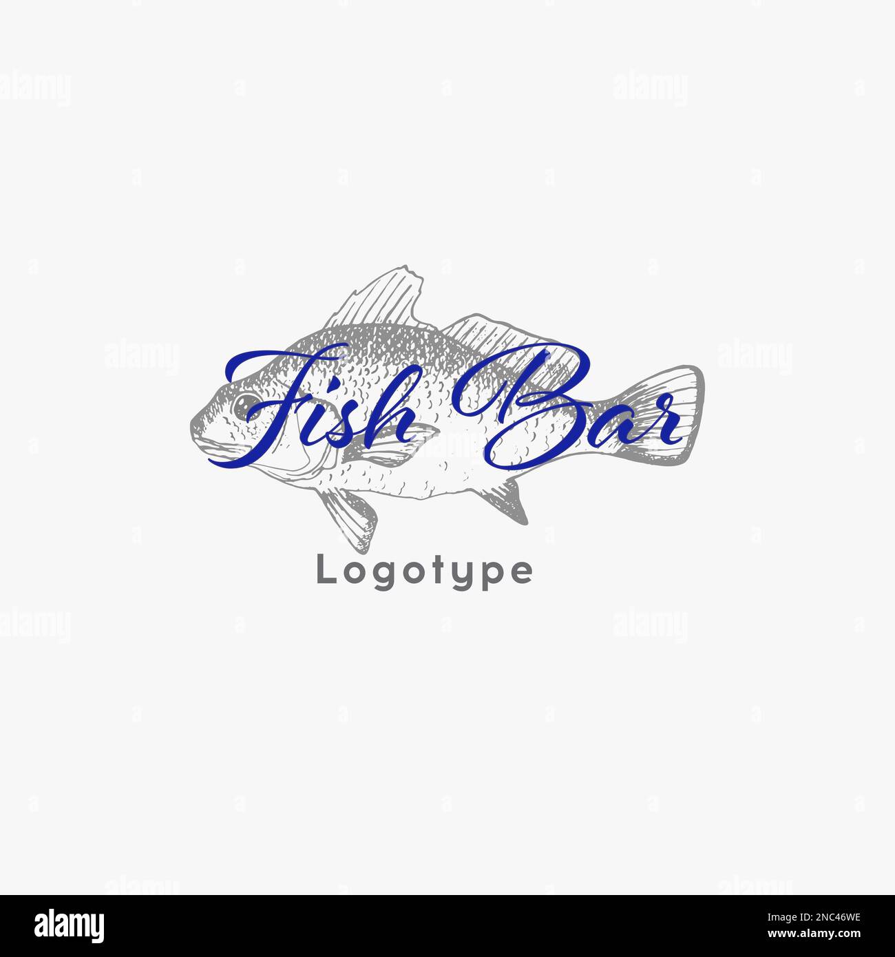 Fish bar vector design logo template. Seafood restaurant idea Stock