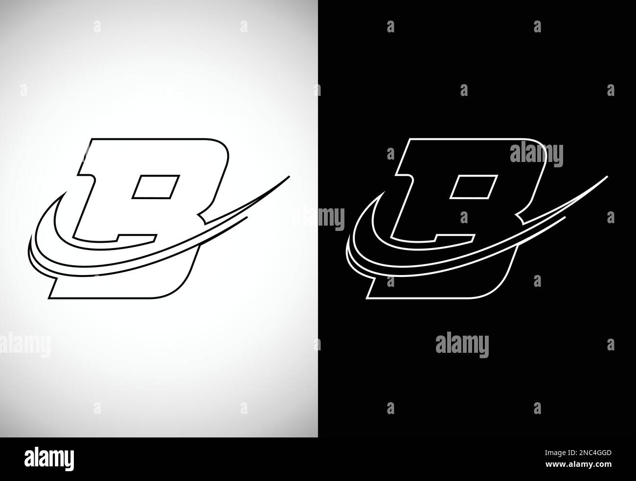 Initial letter B with a swoosh line art-style logo. Modern vector ...