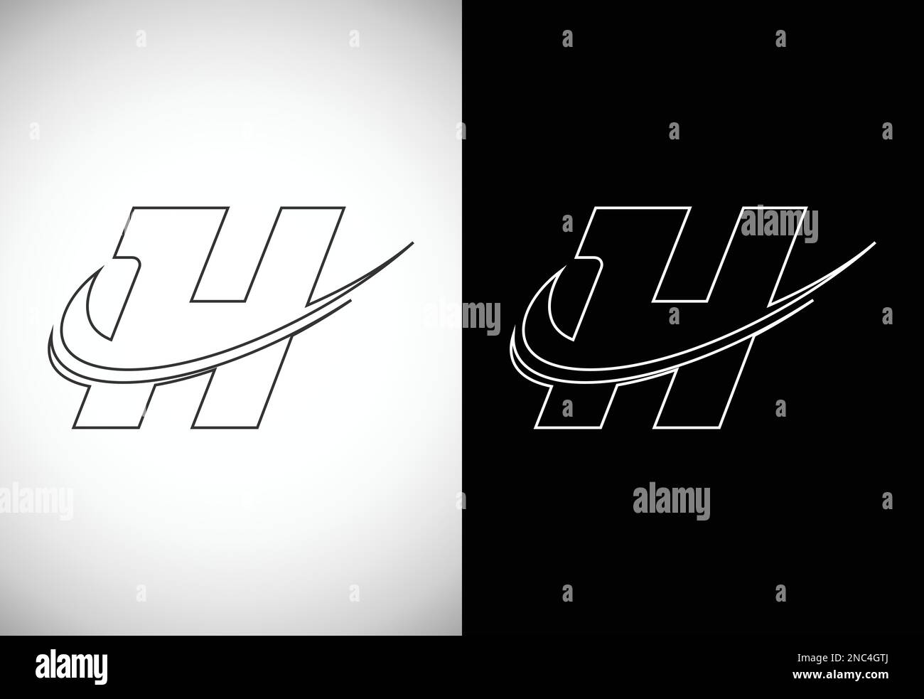 Initial letter H with a swoosh line art-style logo. Modern vector ...