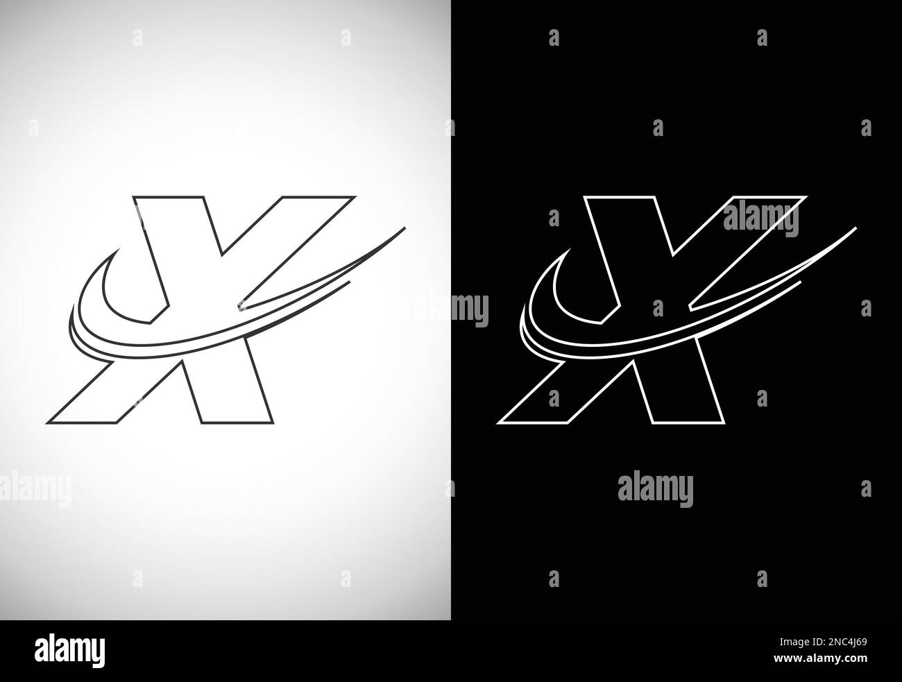 Initial letter X with a swoosh line art-style logo. Modern vector ...