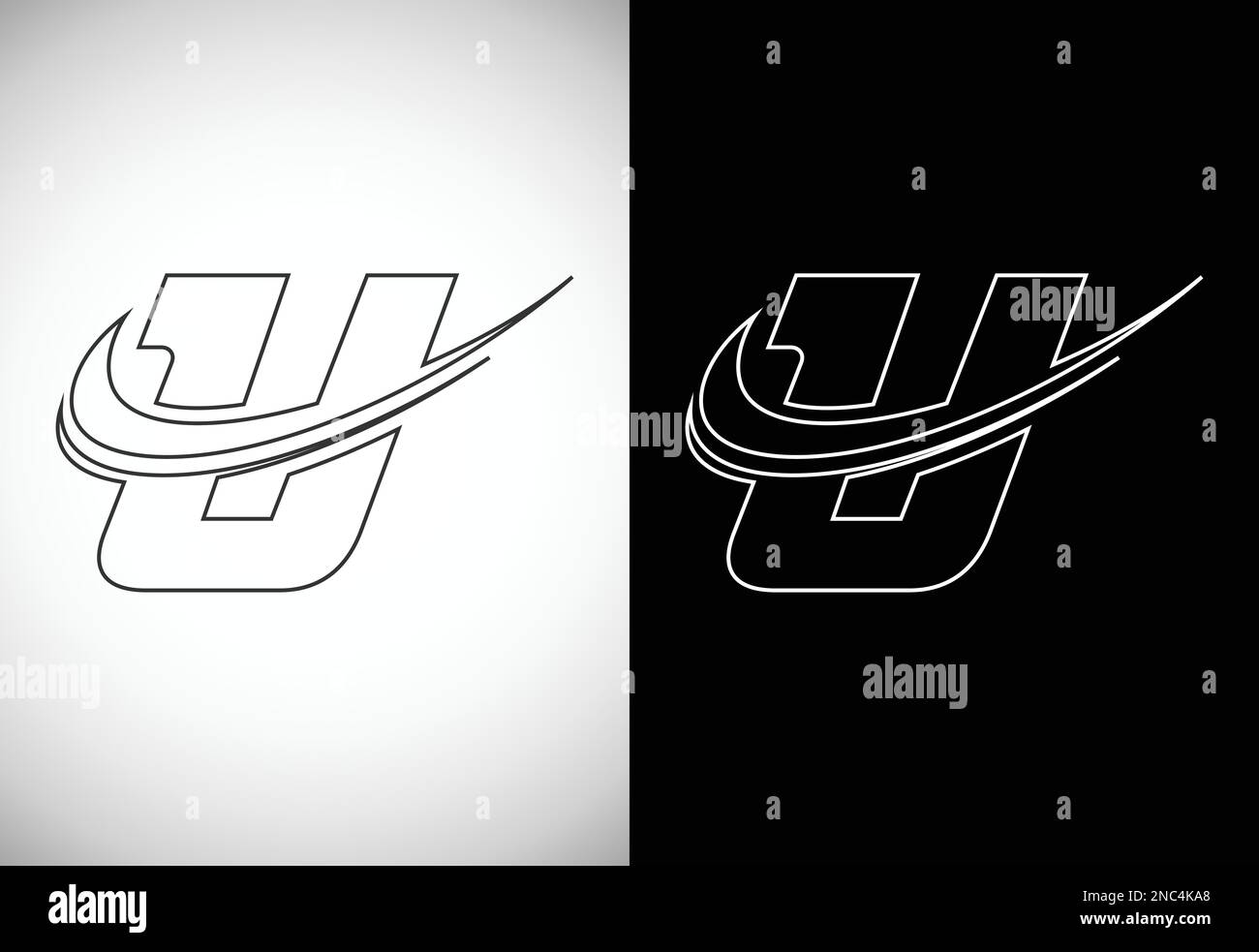 Initial letter U with a swoosh line art-style logo. Modern vector ...