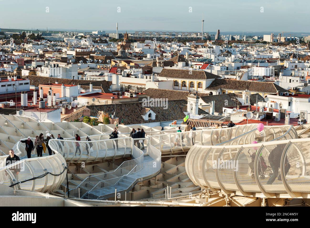 Seville-Andalusia-Spain, December 12. 2019: Panoramic view of the city Seville and Metropolitan Parasol building. Stock Photo
