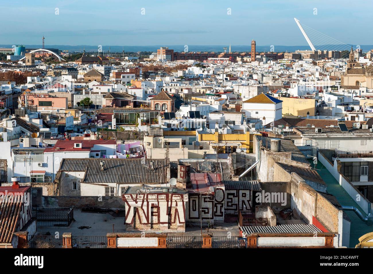 Seville-Andalusia-Spain, December 29. 2019: Panoramic view of the city Seville Stock Photo