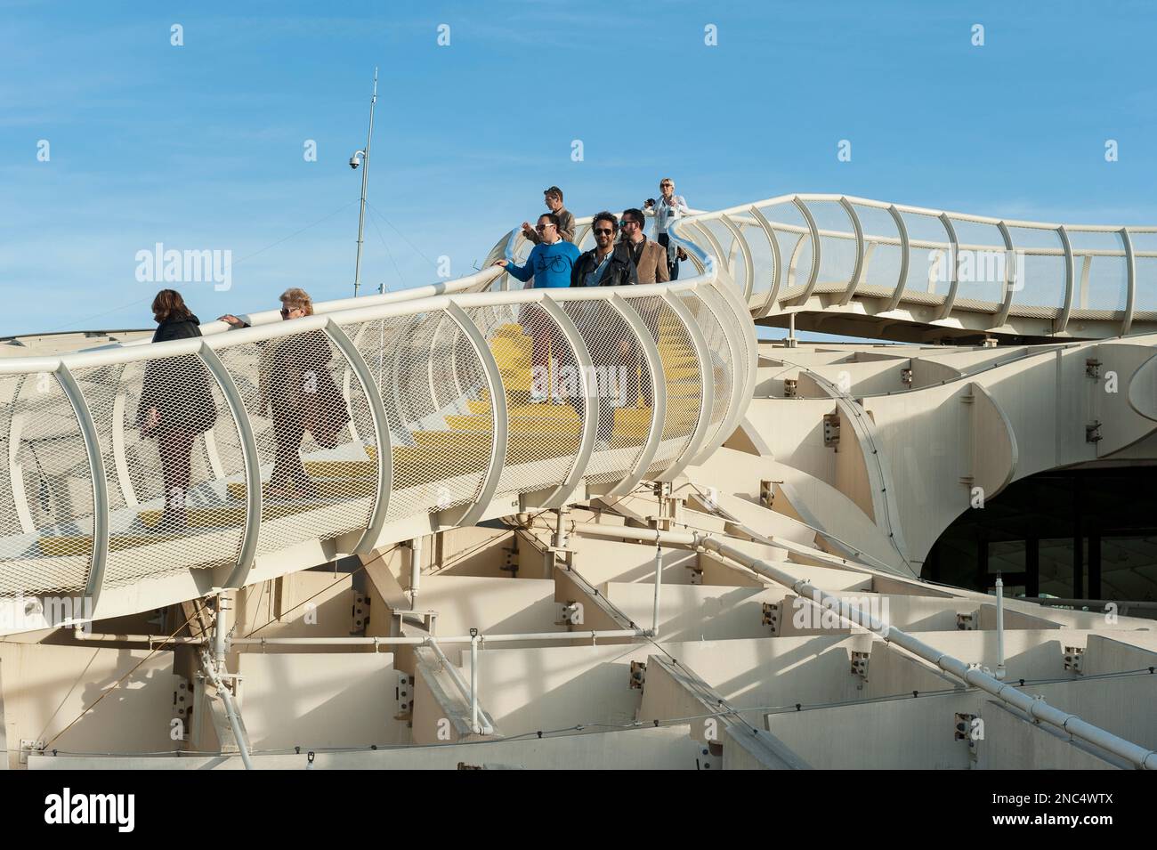 Seville-Andalusia-Spain, December 12. 2019: Tourists on the Metropol Parasol municipal building, in Seville. Stock Photo