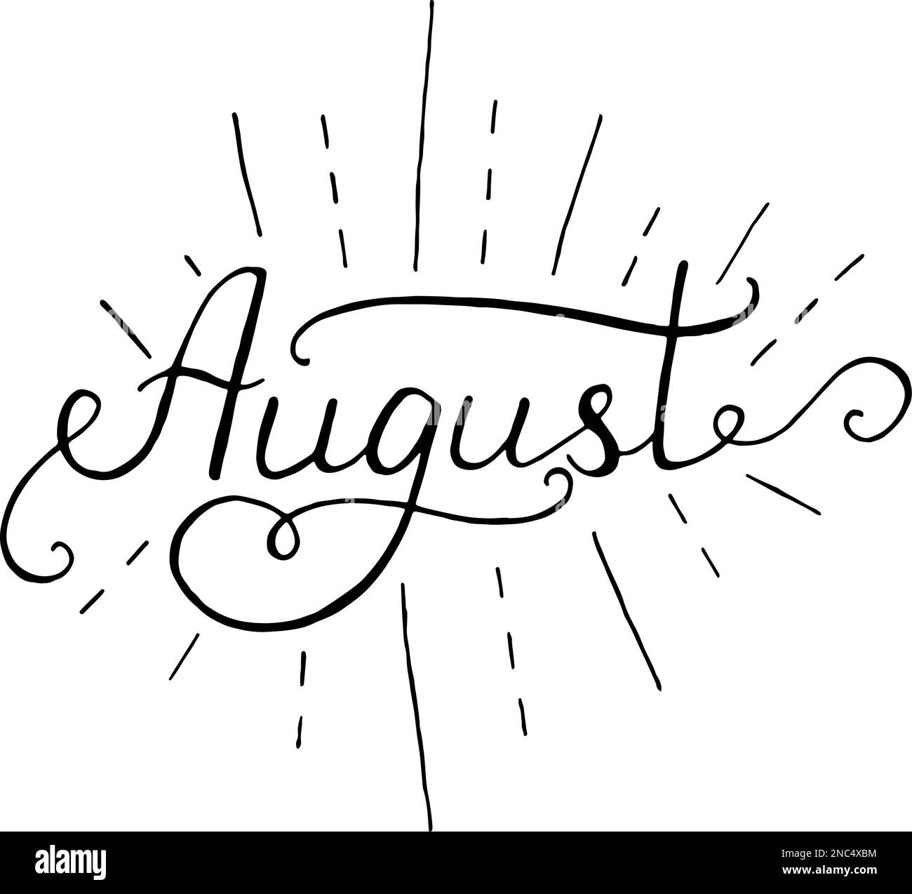 Hand drawn typography lettering phrase August isolated on the white ...
