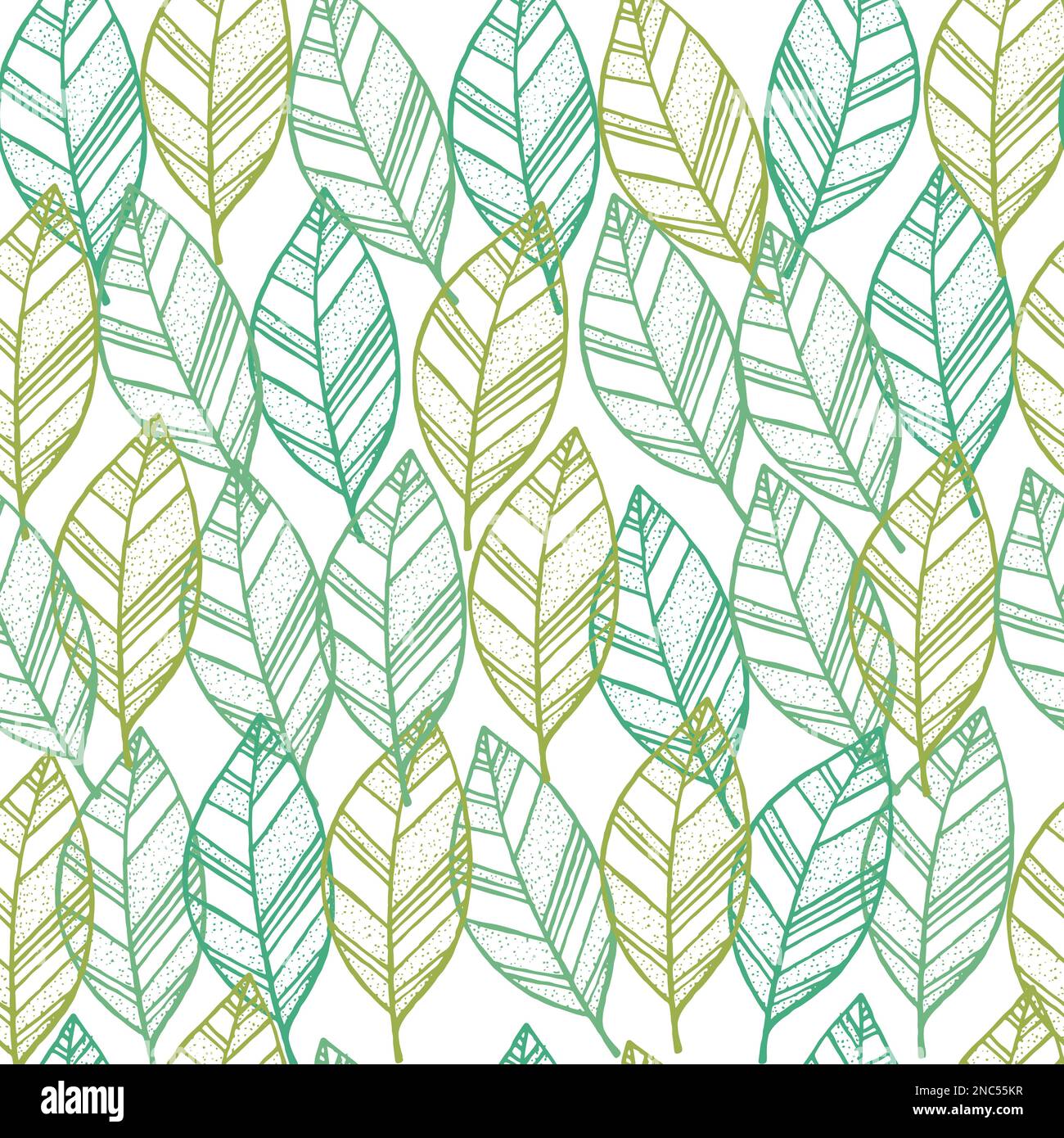 Leaf Seamless Pattern. Seamless pattern with hand drawn leaves Stock Vector