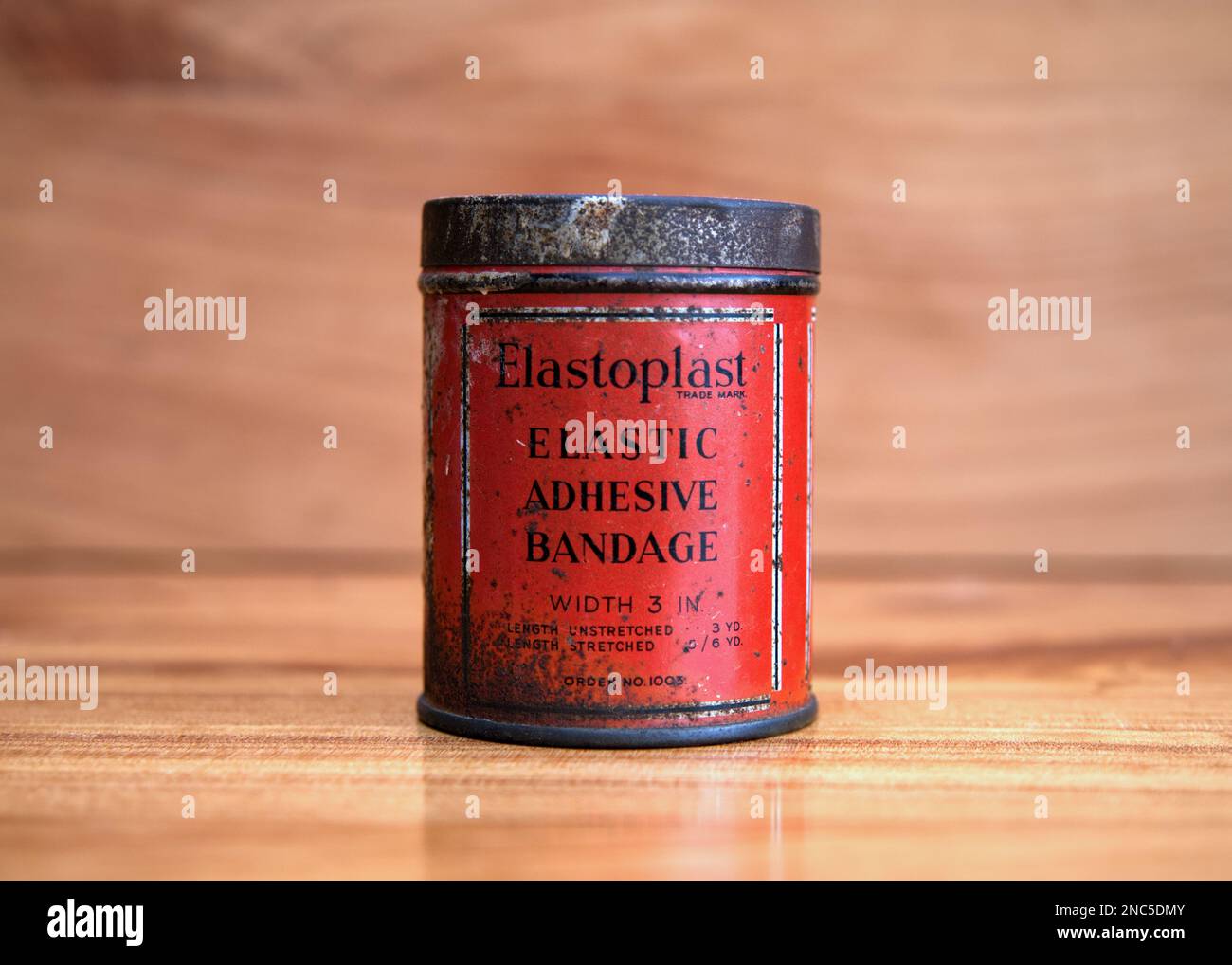 Antique Elastoplast elastic adhesive bandage tin container Stock Photo
