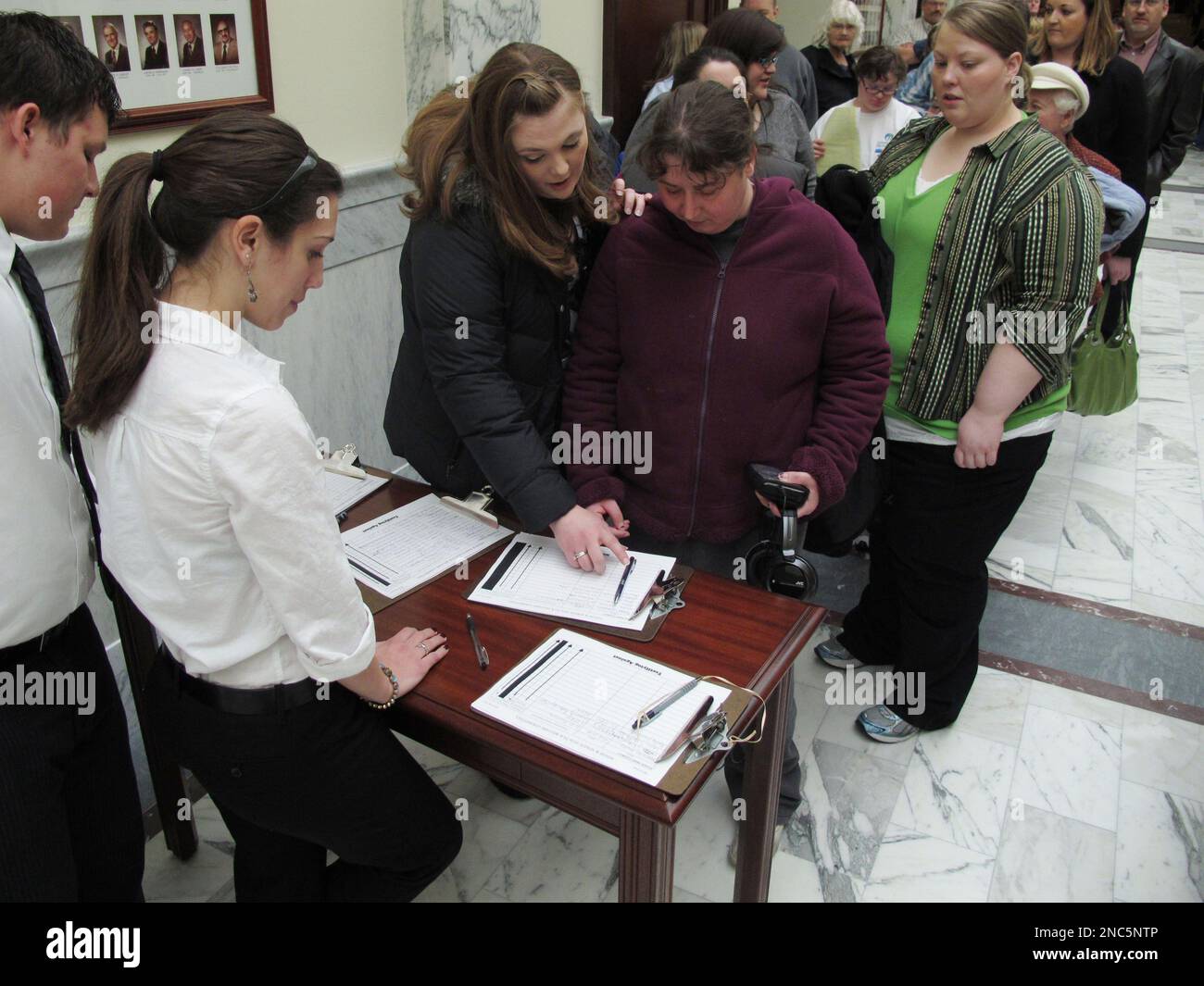 Arianna Car hart gets help from Kimberly Culver from Community