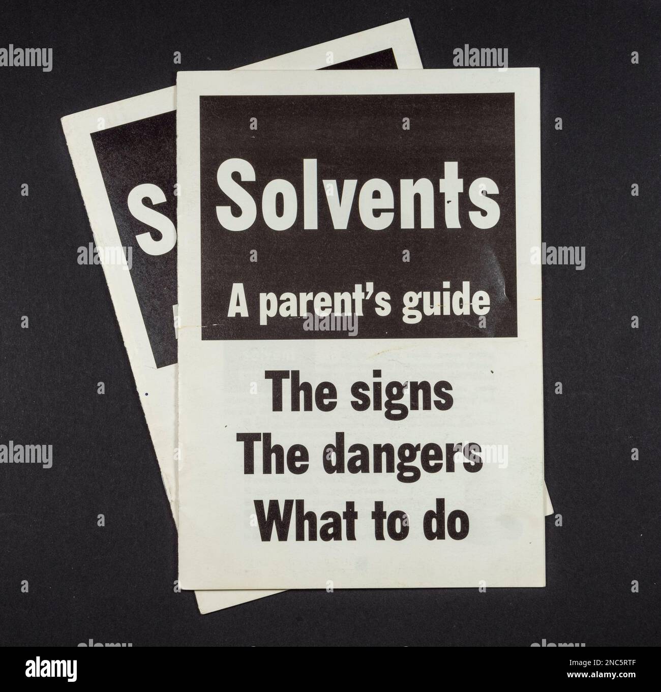 'Solvents A Parents Guide' information booklet from the Department of Health (March 1994). Stock Photo