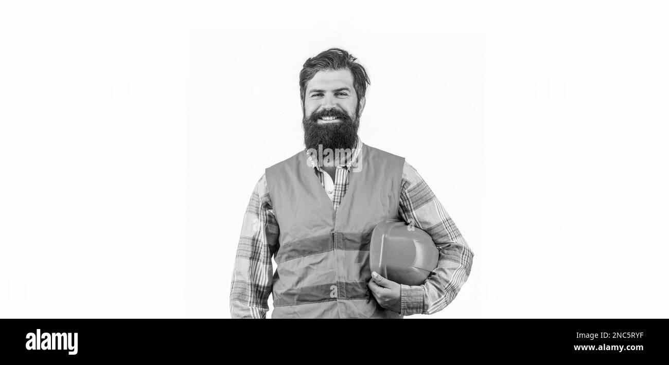 Smiling repairman in uniform Black and White Stock Photos & Images - Alamy