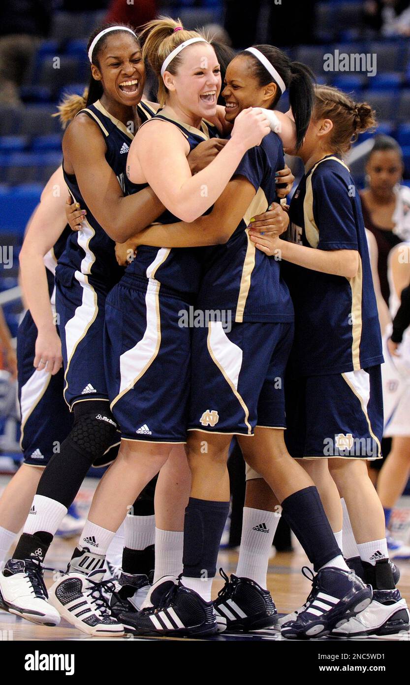 Notre Dame players celebrate after their 7167 victory over DePaul in