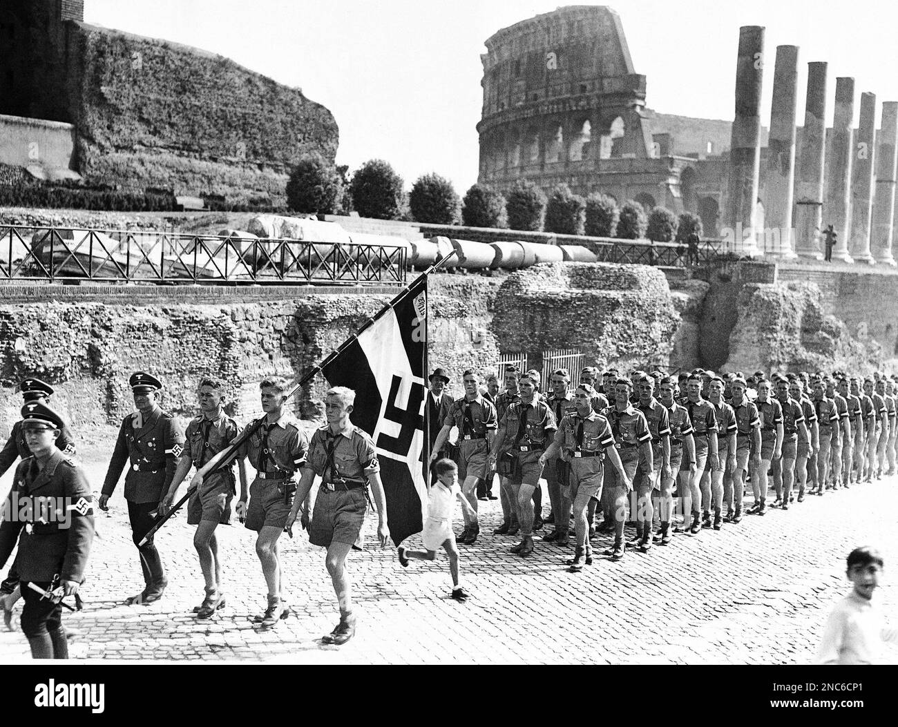 The Coliseum forms the background as a contingent of German Hitler