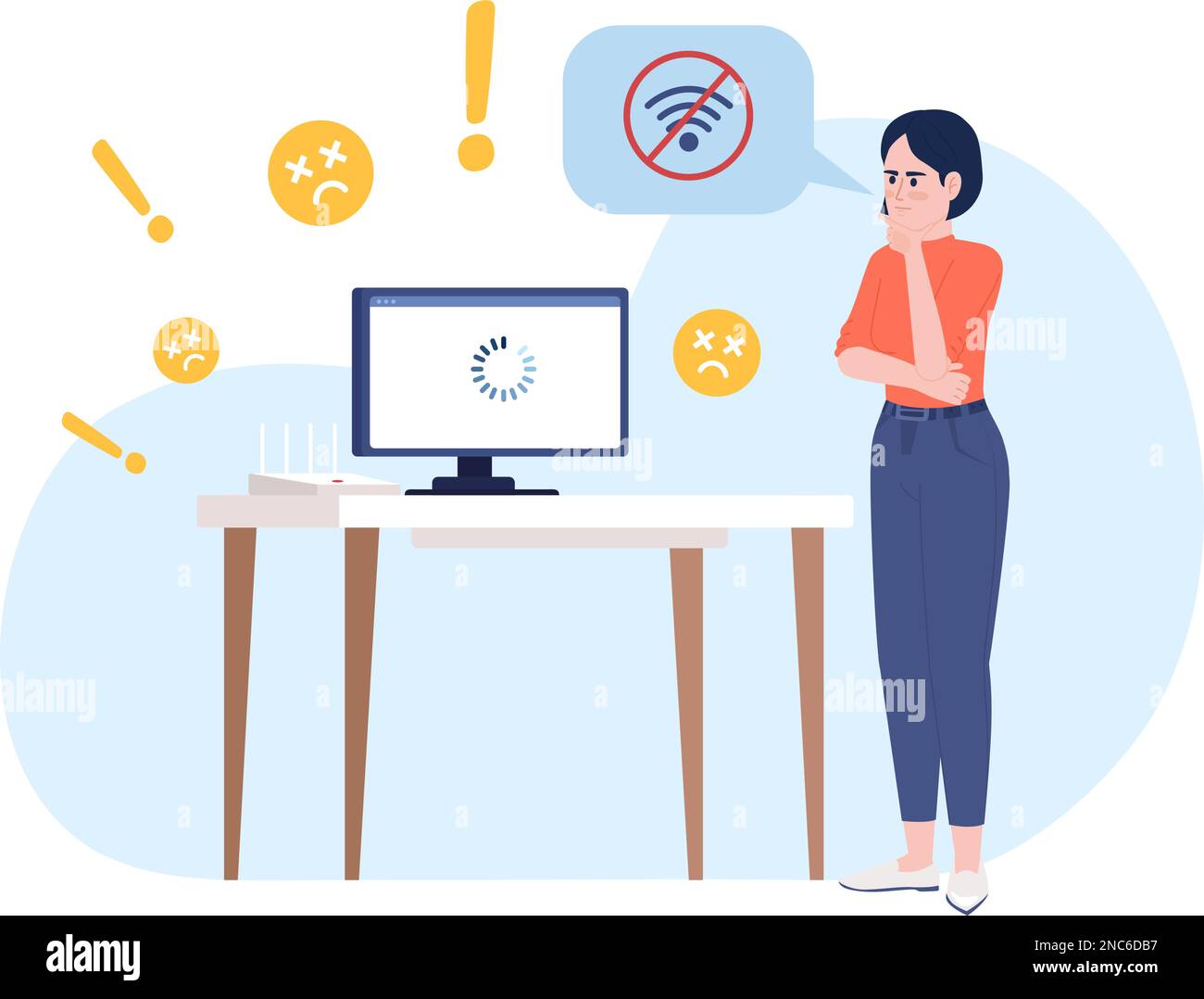 Getting disconnected from internet vector empty state illustration Stock Vector