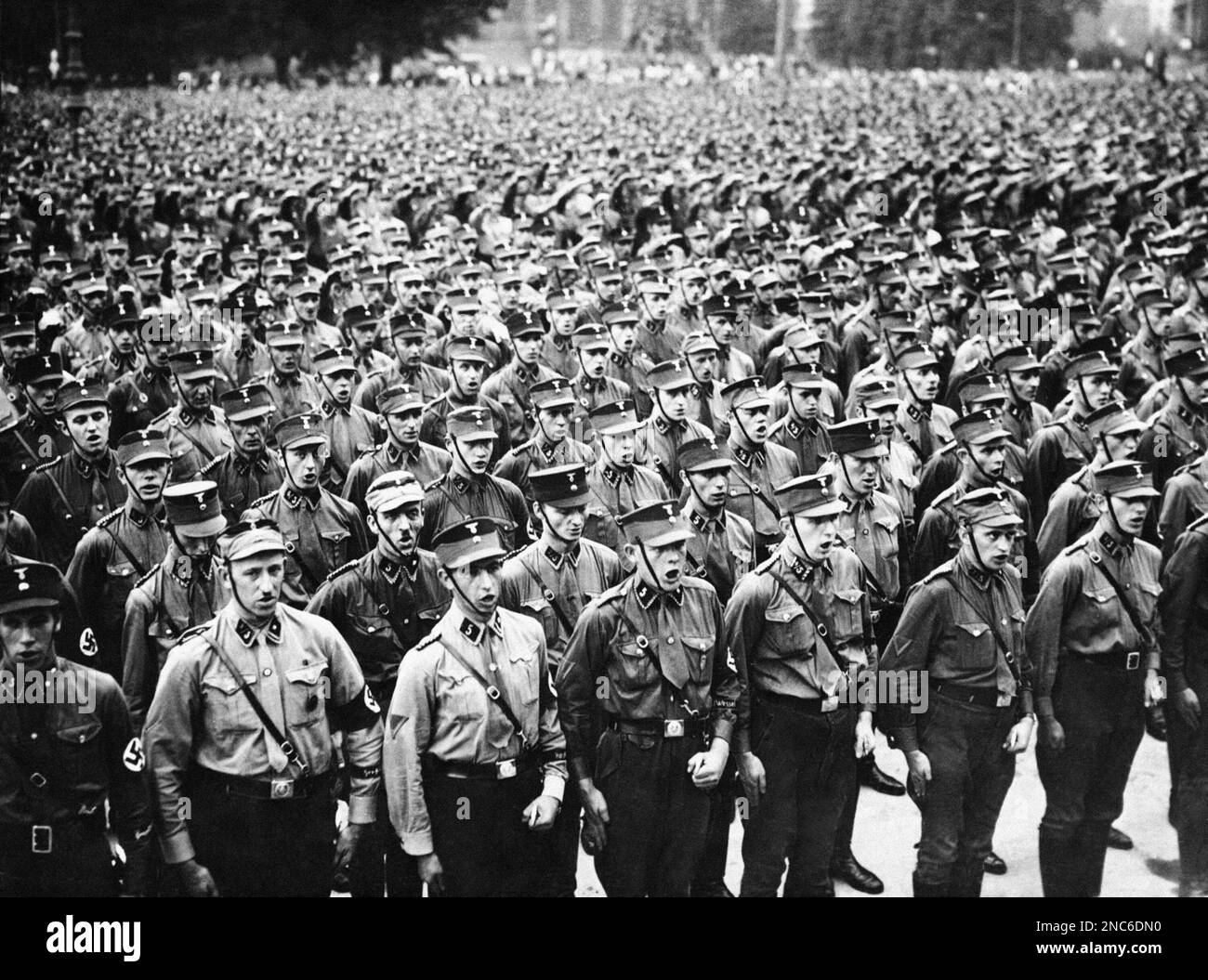 28th S.A. brigade listening to Minister Dr. Joseph Goebbels’ speech in