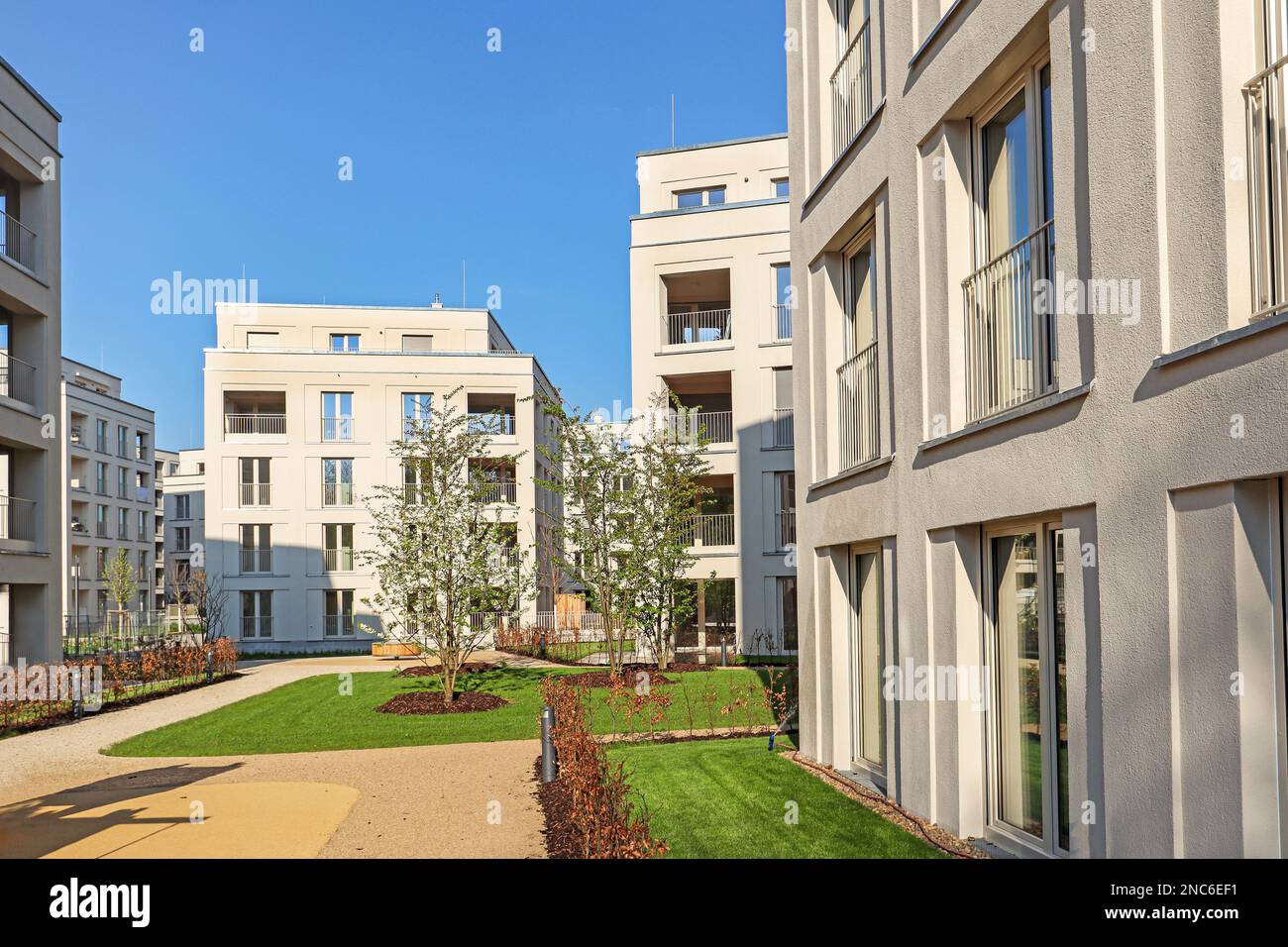 Modern condominium buildings in residential hi-res stock photography ...