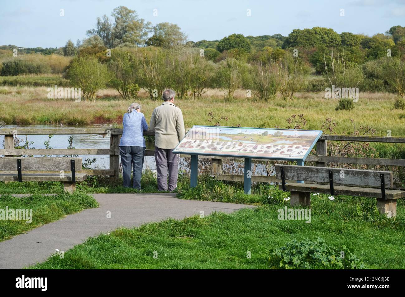 Senior couple in the Hornchurch Country Park, London Borough of Havering, England United Kingdom UK Stock Photo