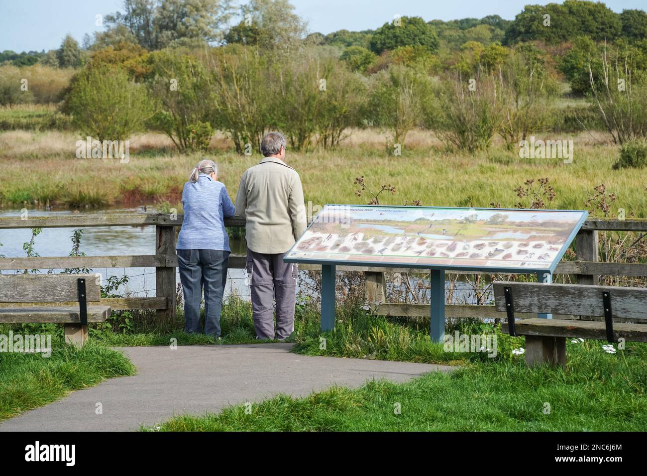 Senior couple in the Hornchurch Country Park, London Borough of Havering, England United Kingdom UK Stock Photo