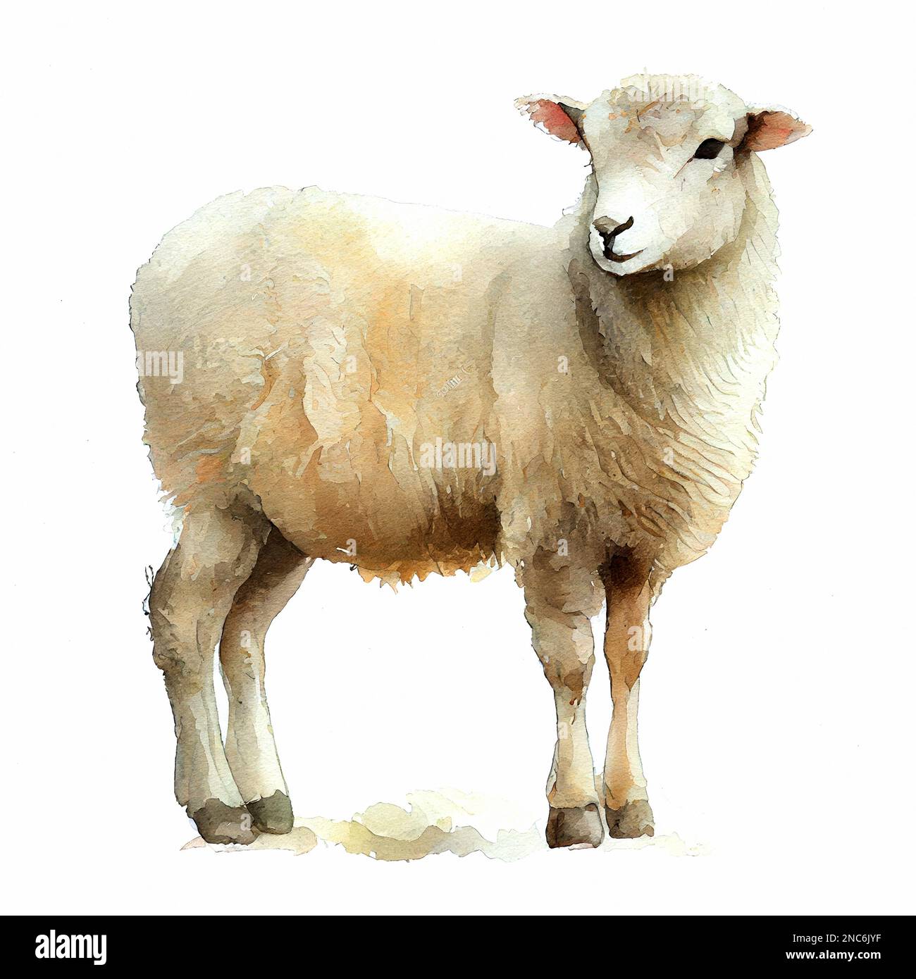 Sheep hand drawn watercolor illustration farm animals Stock Photo - Alamy