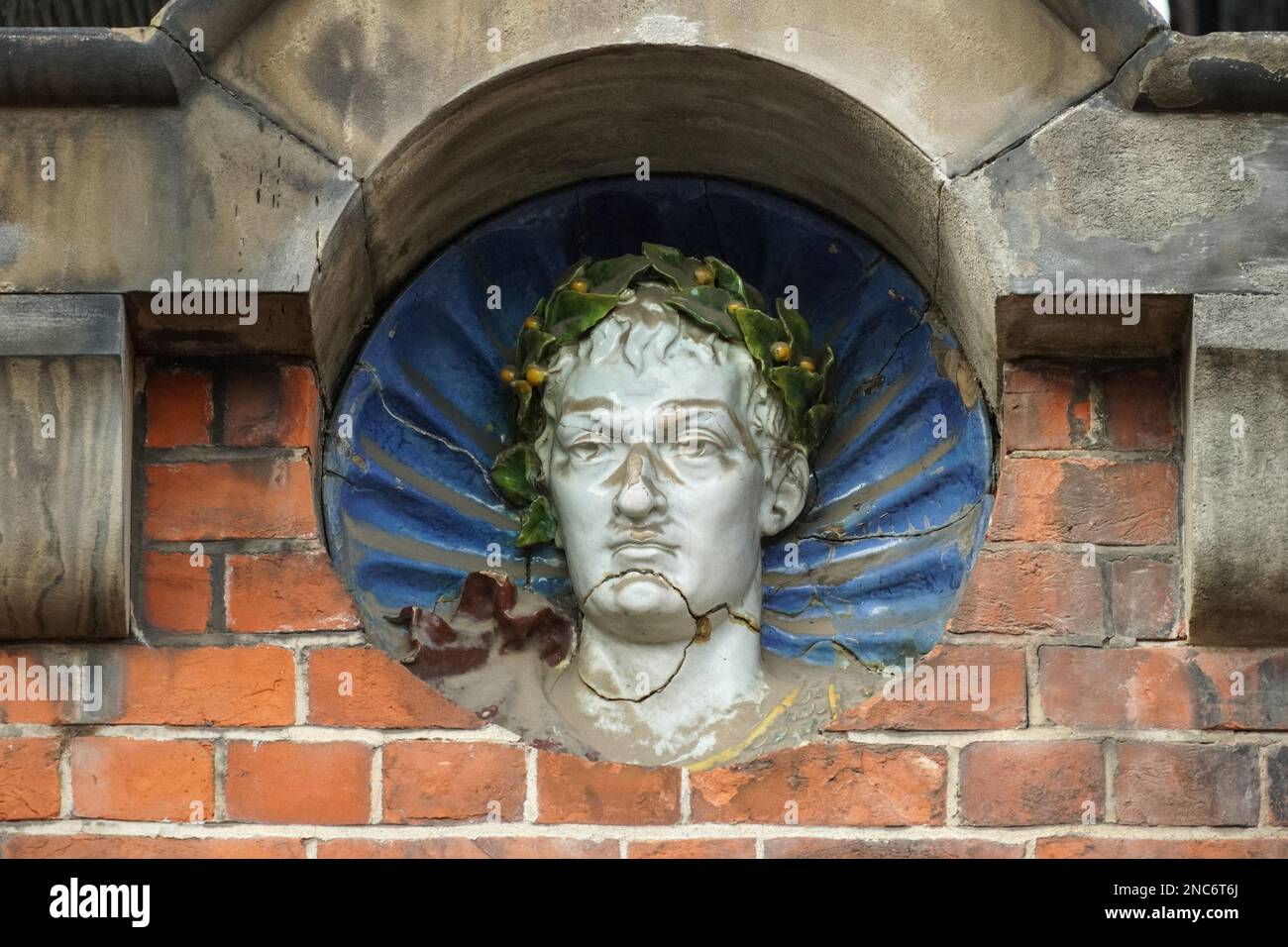 Decorative sculpture in front of a house, London England United Kingdom UK Stock Photo