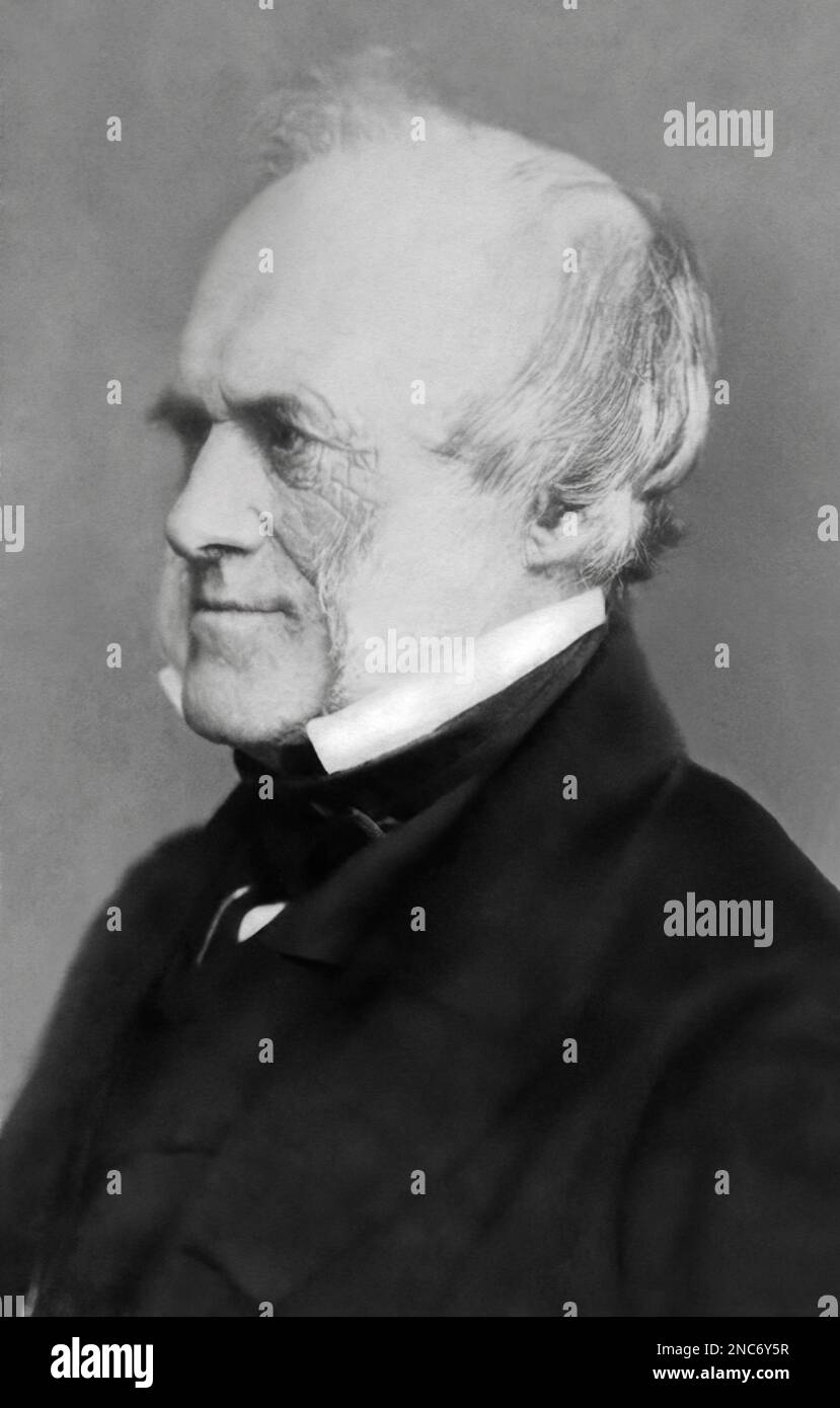 Sir Charles Lyell, 1st Baronet, FRS (1797-1875) was a British lawyer and the leading geologist of his day. He is best known for his book Principles of Geology which popularized the concept of uniformitarianism. (Photo by Elliott & Fry, c1869) Stock Photo