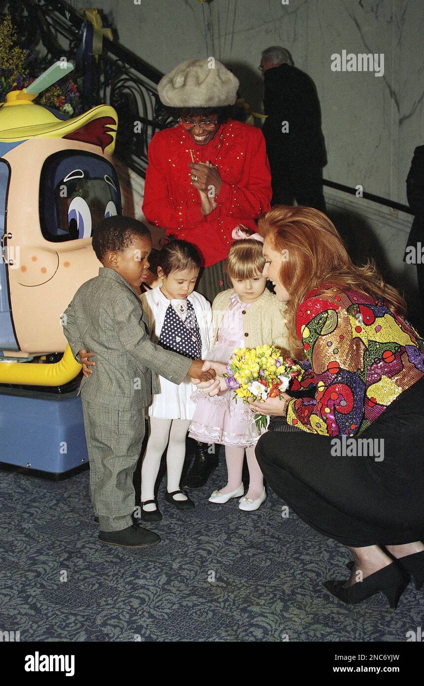 Sarah Ferguson, The Duchess of York, greets Hale House residents