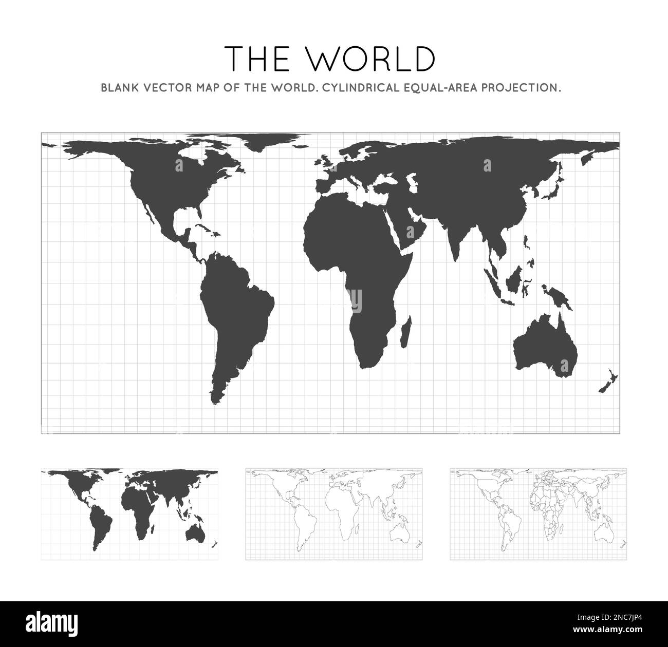 Map of The World. Cylindrical equal-area projection. Globe with ...