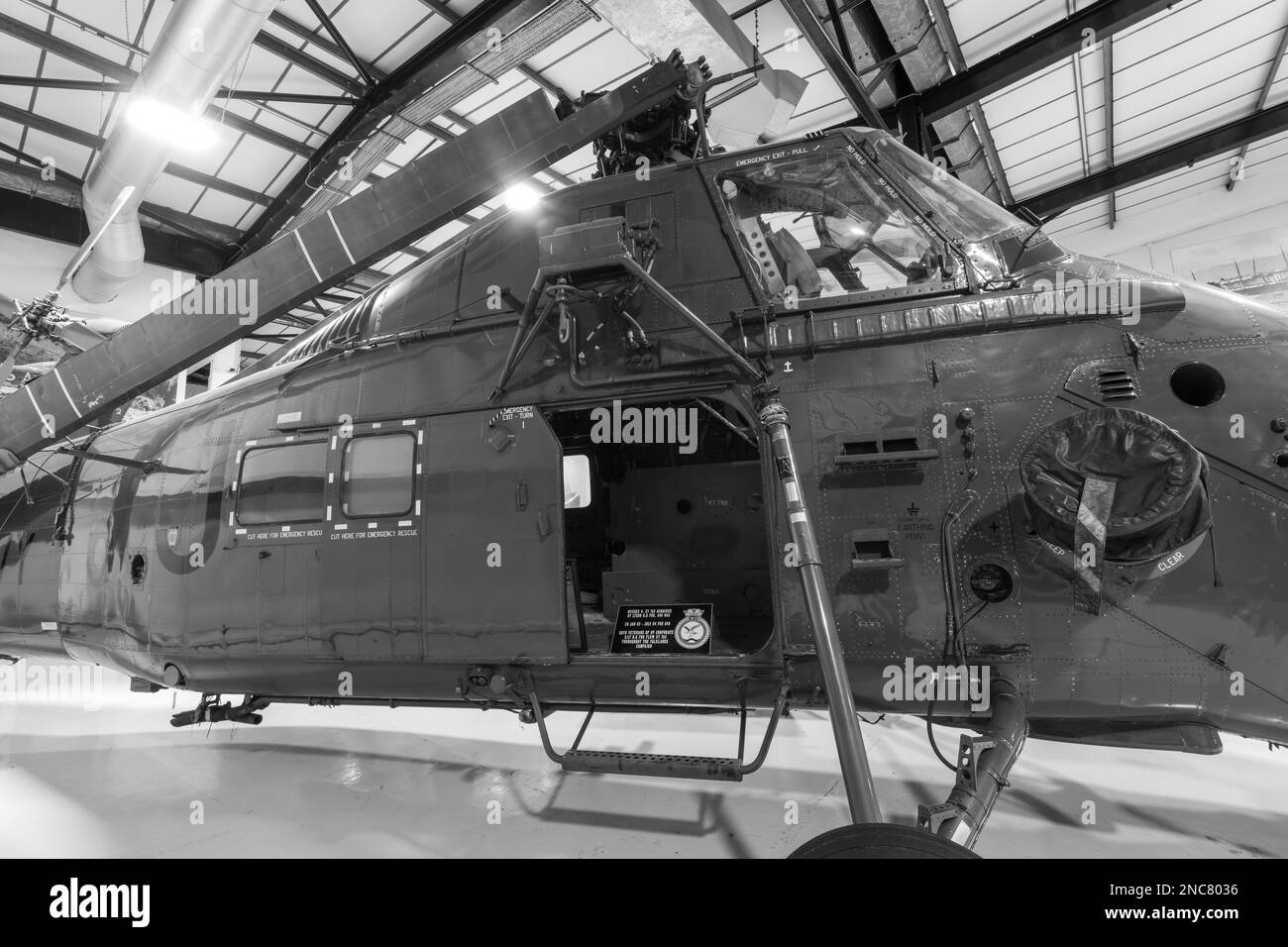 Yeovilton.Somerset.United Kingdom.October 23rd 2022.A Westland Wessex HU5 XT765 helicopter is on display at the Fleet Air Arm Museum in Somerset Stock Photo