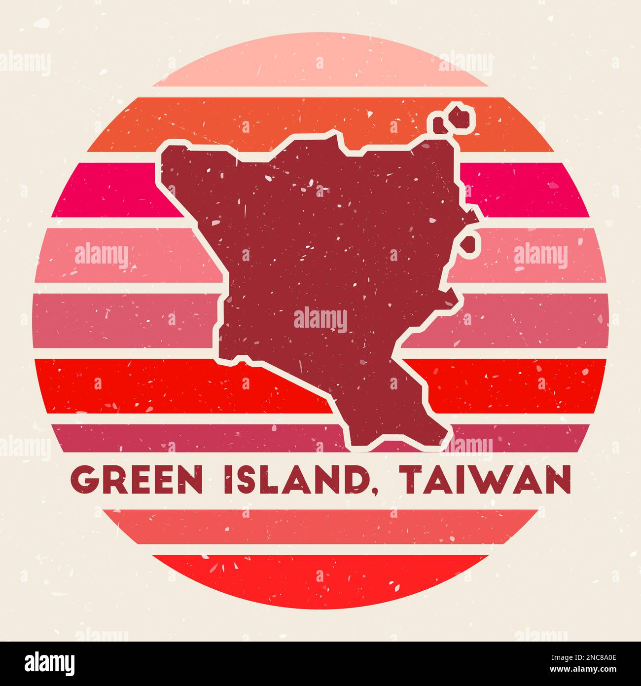 Green Island, Taiwan logo. Sign with the map and colored stripes