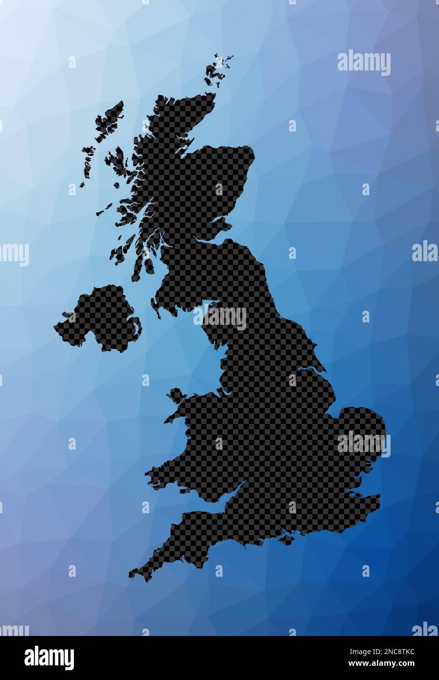 United Kingdom geometric map. Stencil shape of United Kingdom in low