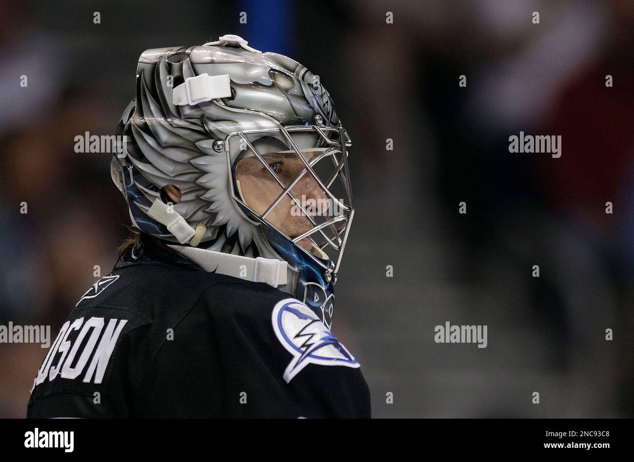 Tampa Bay Lightning goalie Dwayne Roloson (35) during an NHL hockey