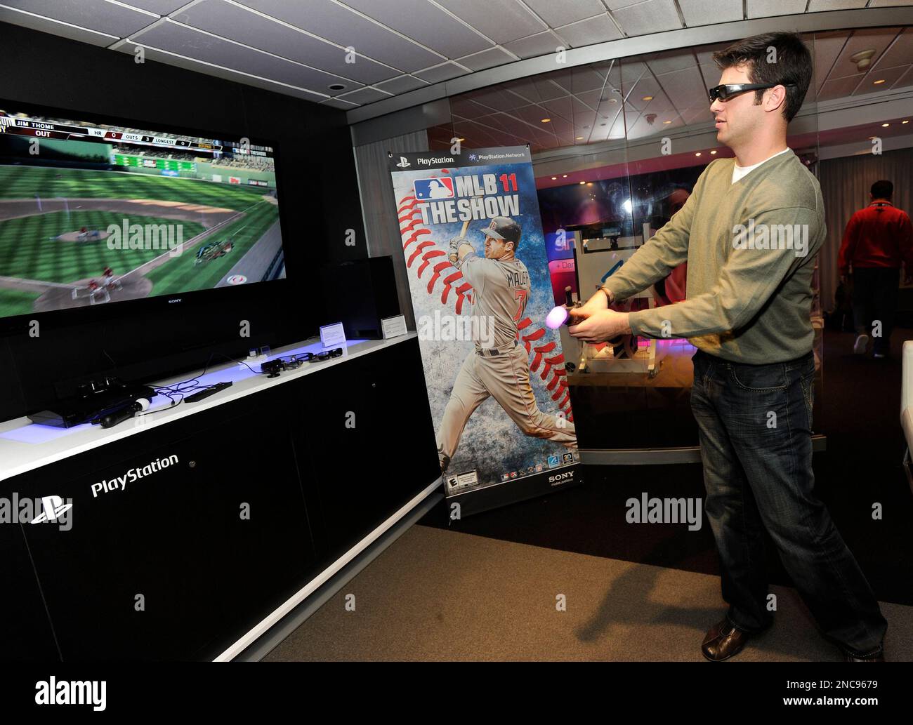Minnesota Twins All-Star catcher, Joe Mauer, demonstrates the upcoming video game, MLB 11 The Show, available exclusively on PlayStation
