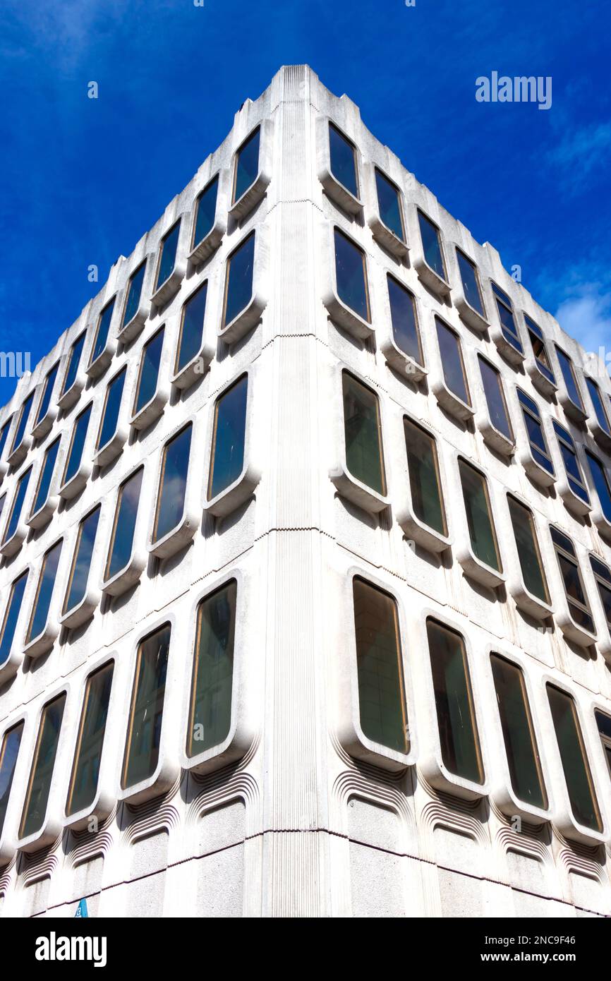 looking up brutalist office building, Norwich house, liverpool