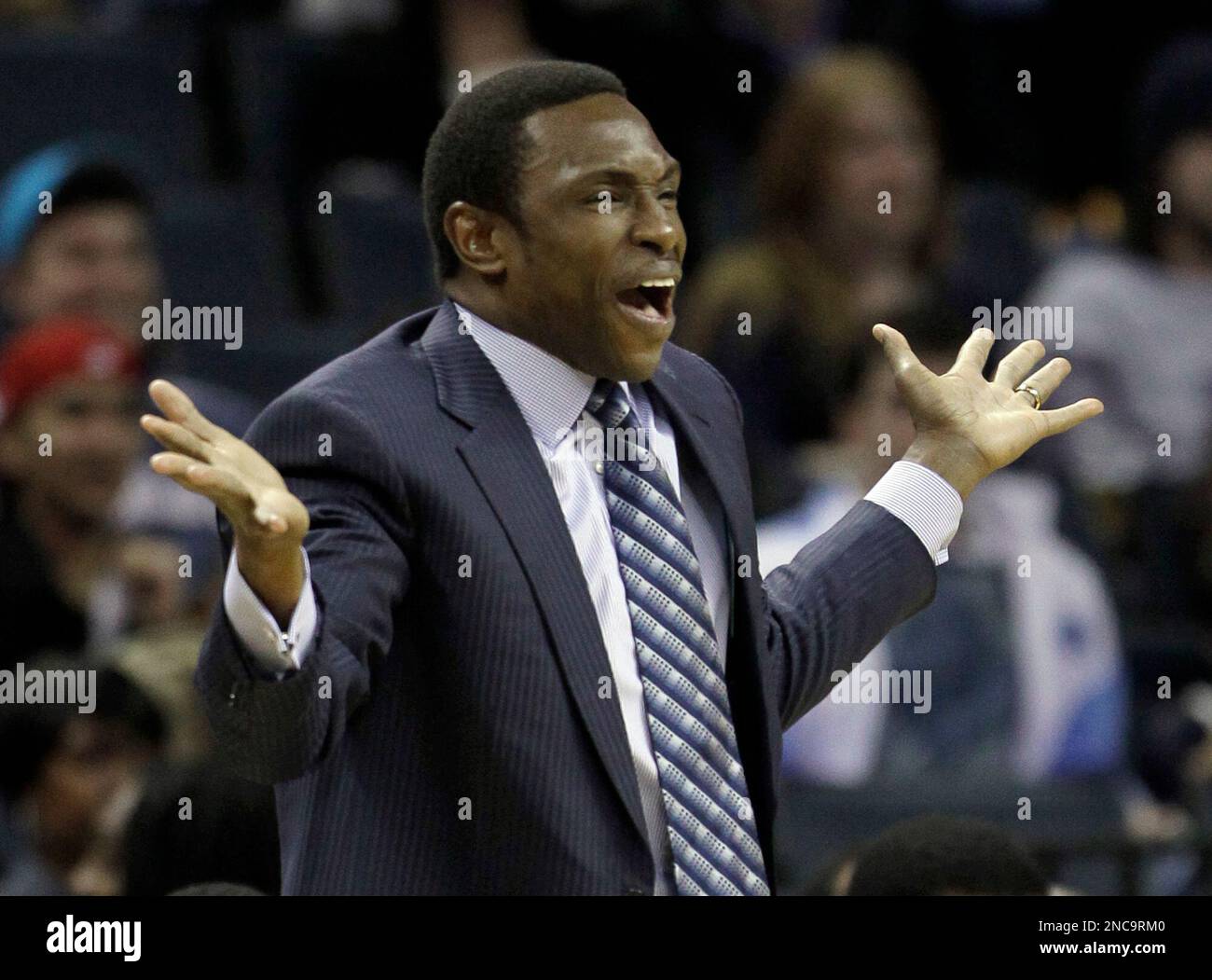 New Jersey Nets head coach Avery Johnson reacts to a call in the first