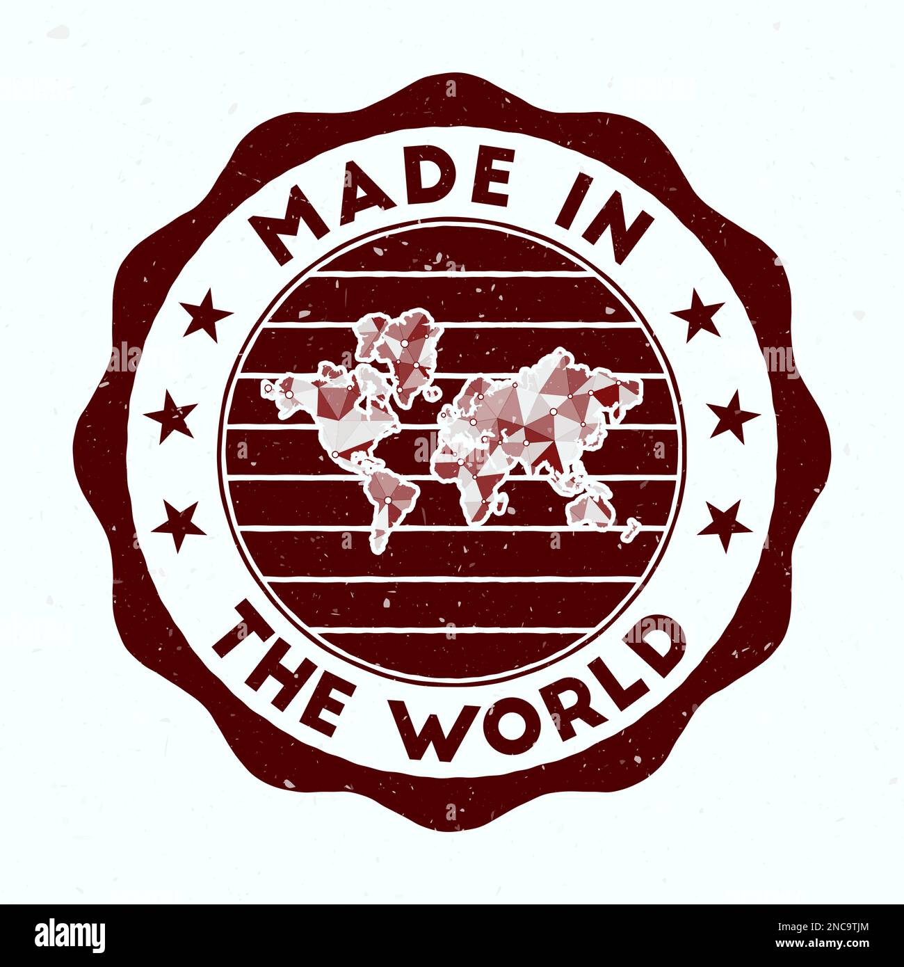 Made In The World. World round stamp. Seal of The World with border ...