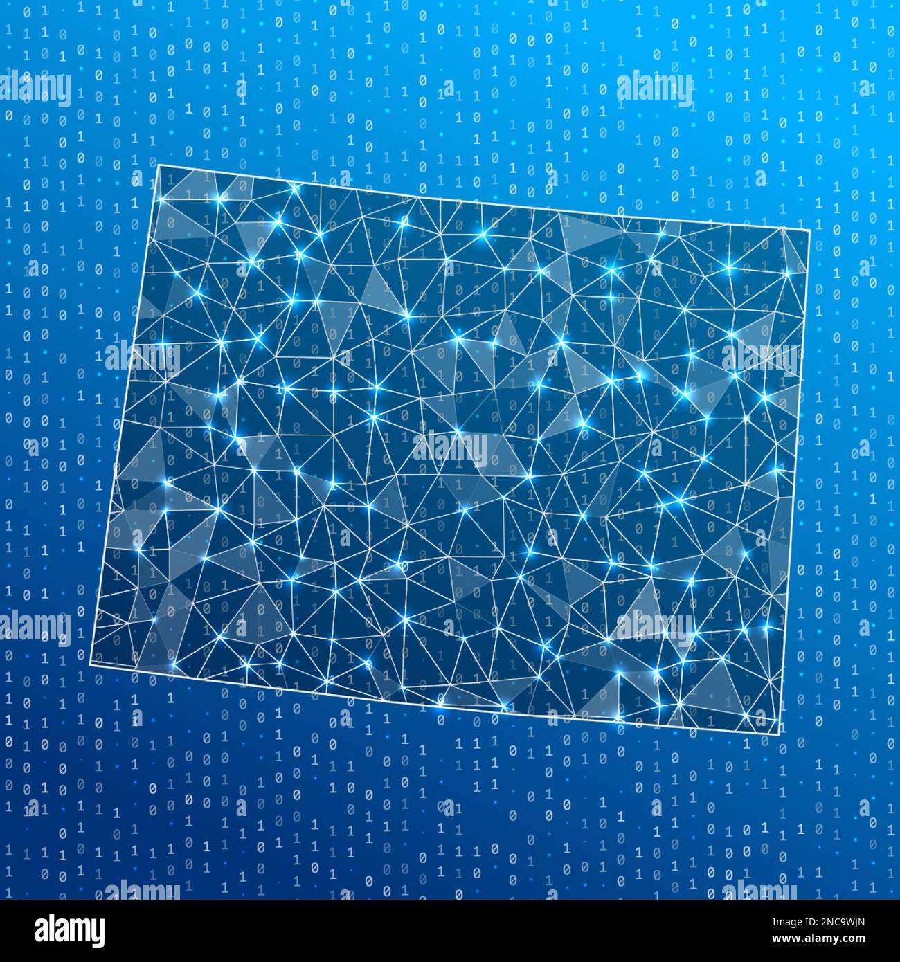 Network map of Colorado. Us state digital connections map. Technology 