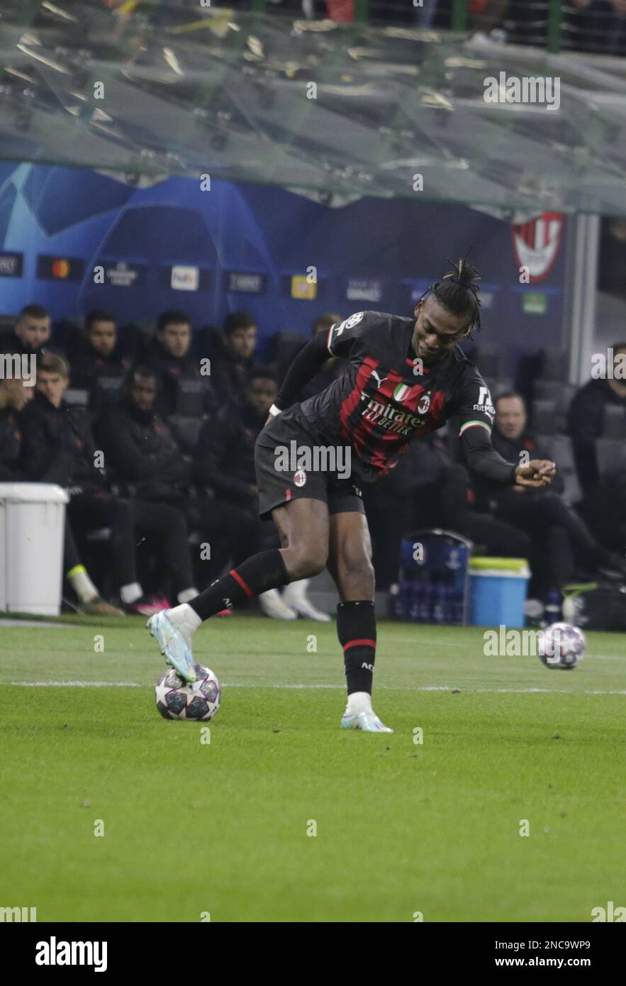 Milano, Italy. 14th Feb, 2023. Rafael Leao (17) of AC Milan seen during the  UEFA Champions League match between AC Milan and Tottenham Hotspur at San  Siro in Milano. (Photo Credit: Gonzales