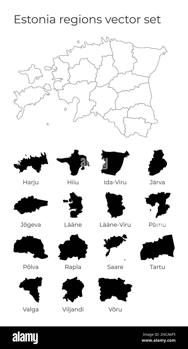 Estonia map with shapes of regions. Blank vector map of the Country with regions. Borders of the country for your infographic. Vector illustration. Stock Vector