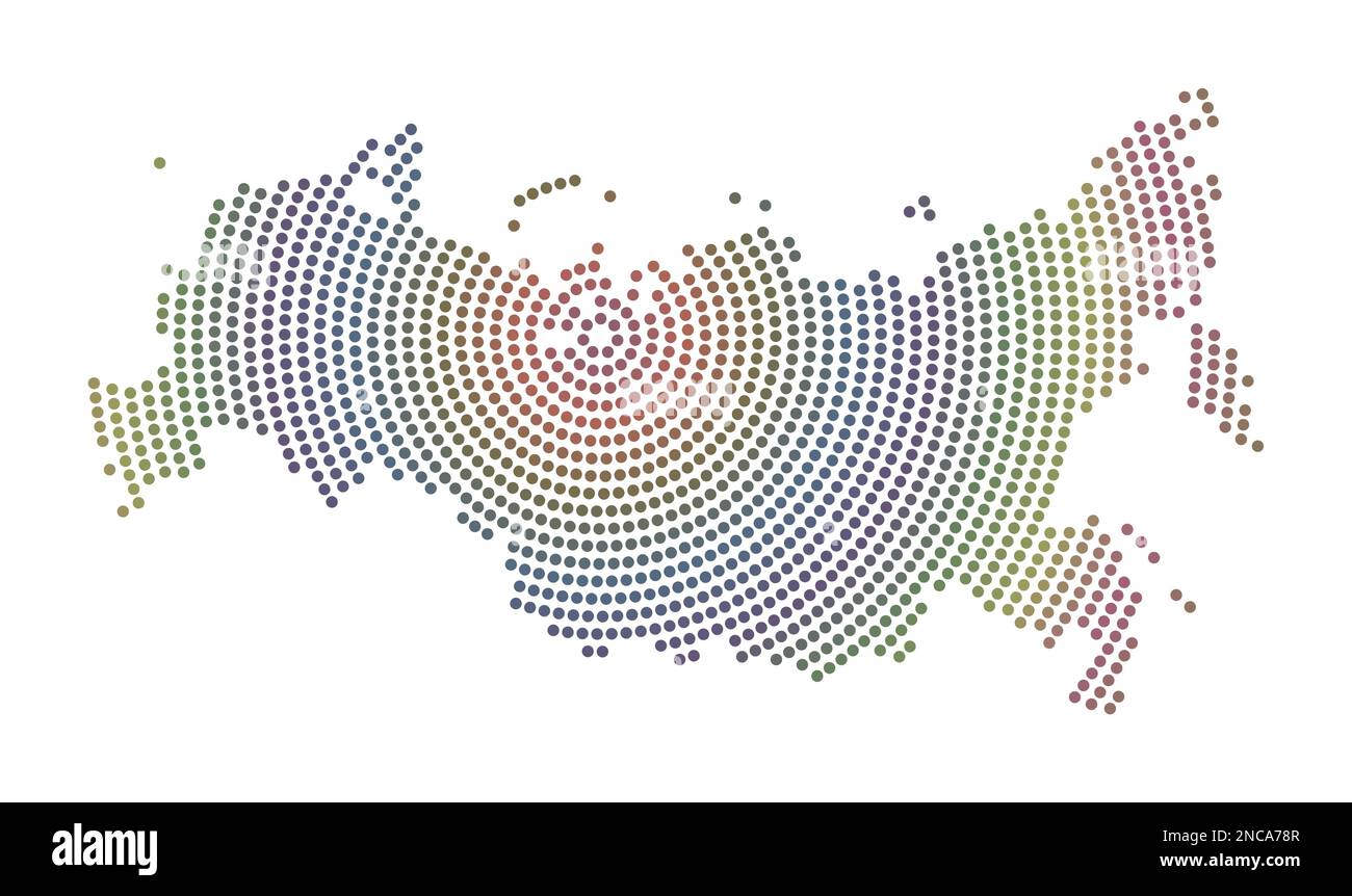 Russia dotted map. Digital style shape of Russia. Tech icon of the country with gradiented dots. Beautiful vector illustration. Stock Vector