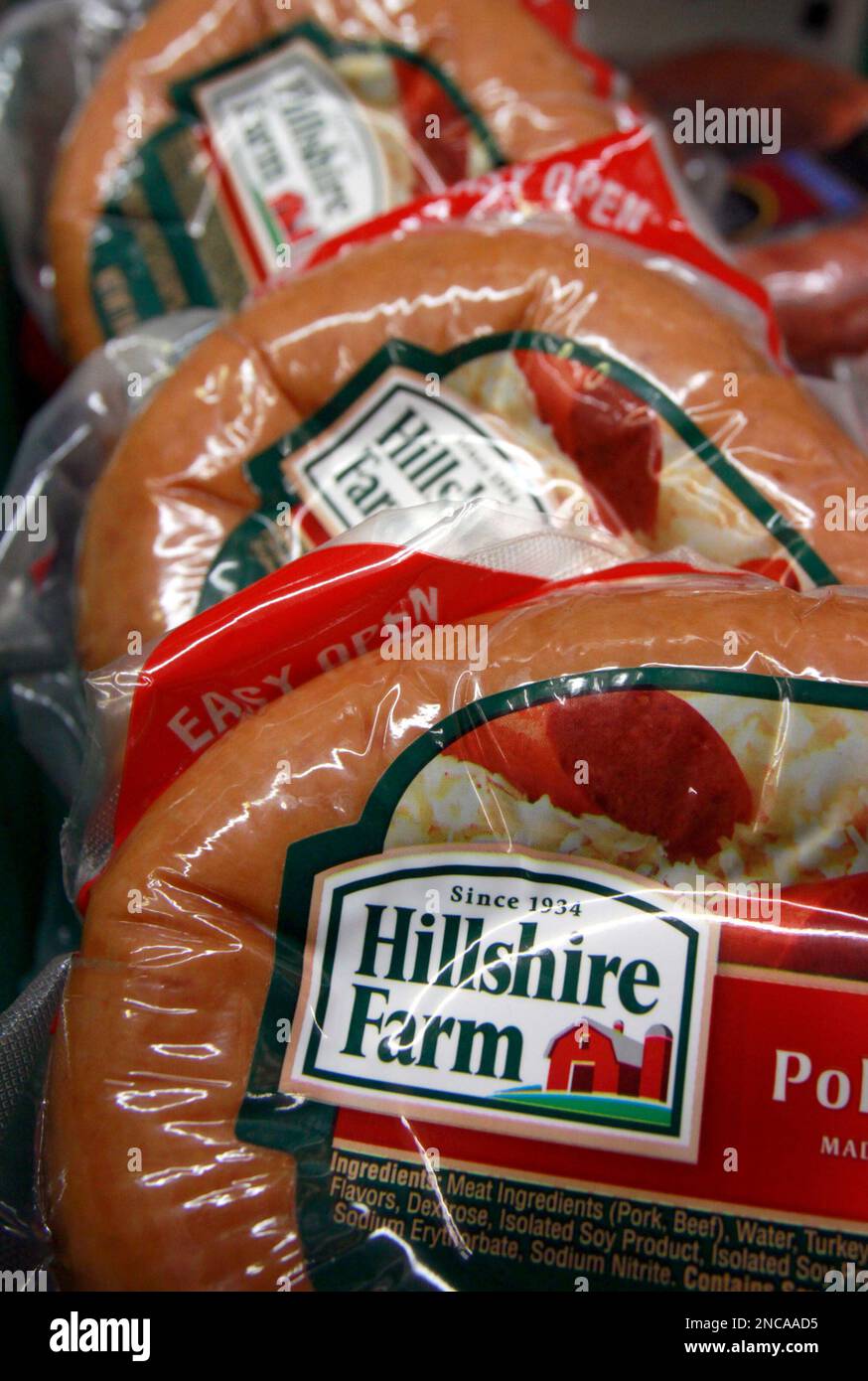 Hillshire Farm products, a division of Sara Lee, are seen in the meat case  at Quality Market on Monday, Feb. 7, 2011, in Barre, Vt. Sara Lee Corp.'s  fiscal second-quarter net income