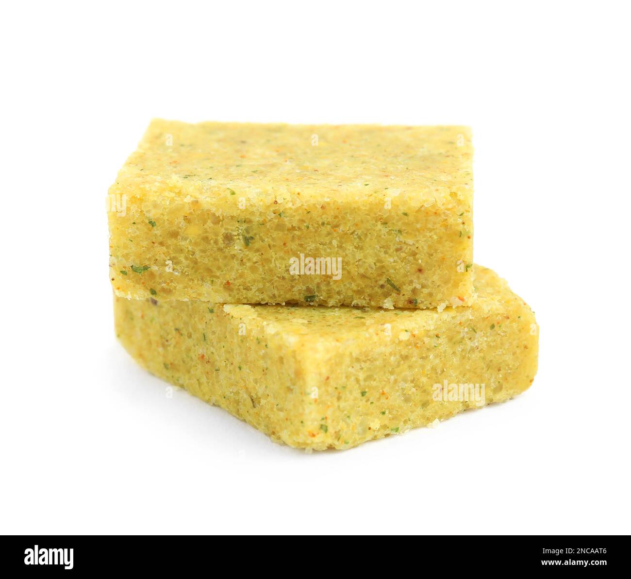 Bouillon cubes on white background. Broth concentrate Stock Photo Alamy