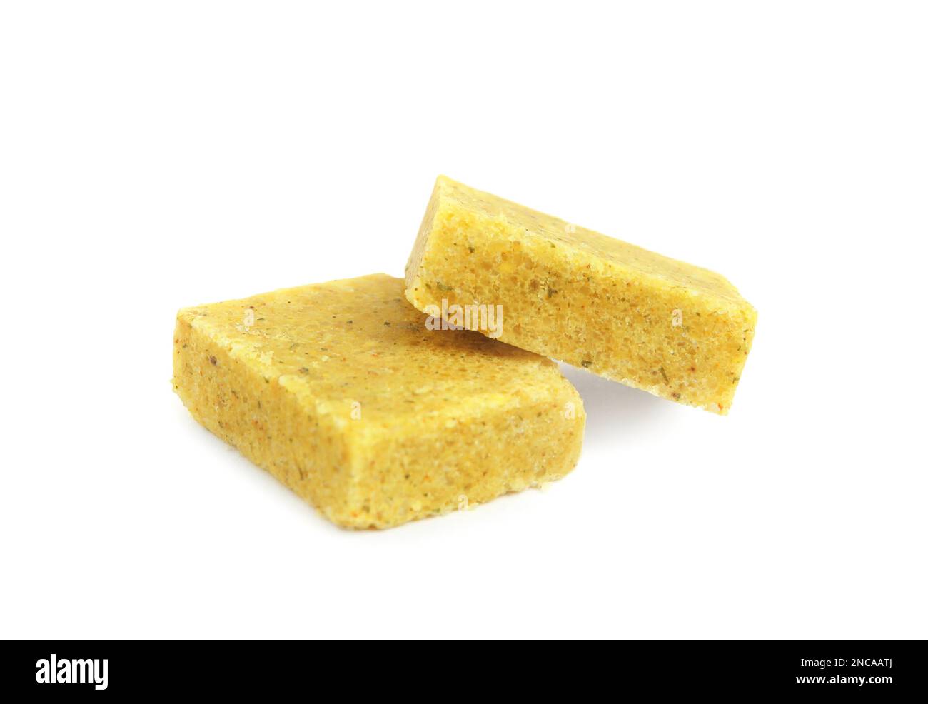 Bouillon cubes on white background. Broth concentrate Stock Photo Alamy