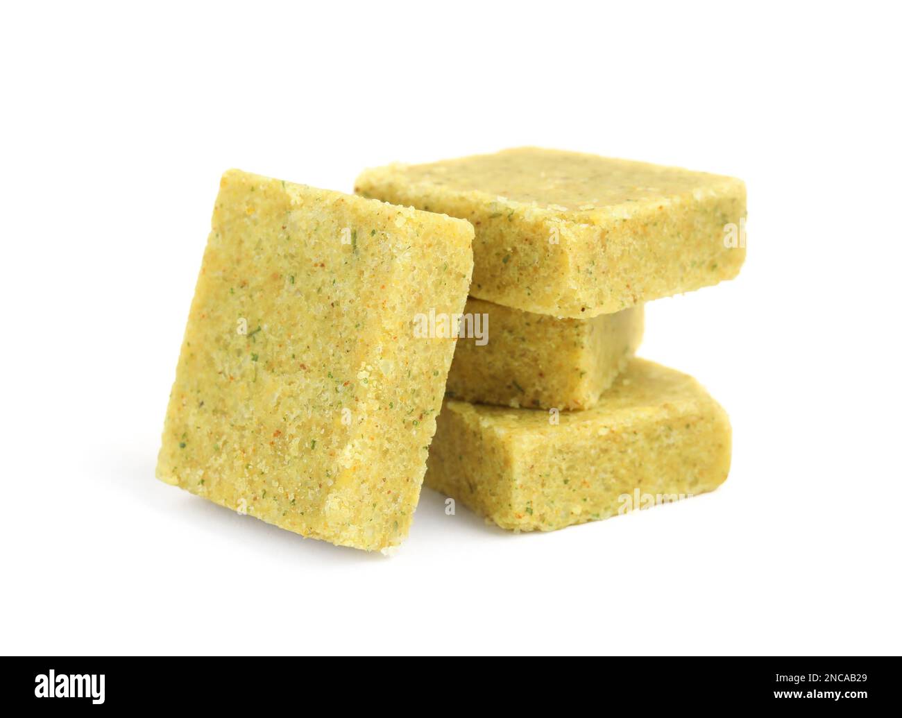 Bouillon cubes on white background. Broth concentrate Stock Photo Alamy
