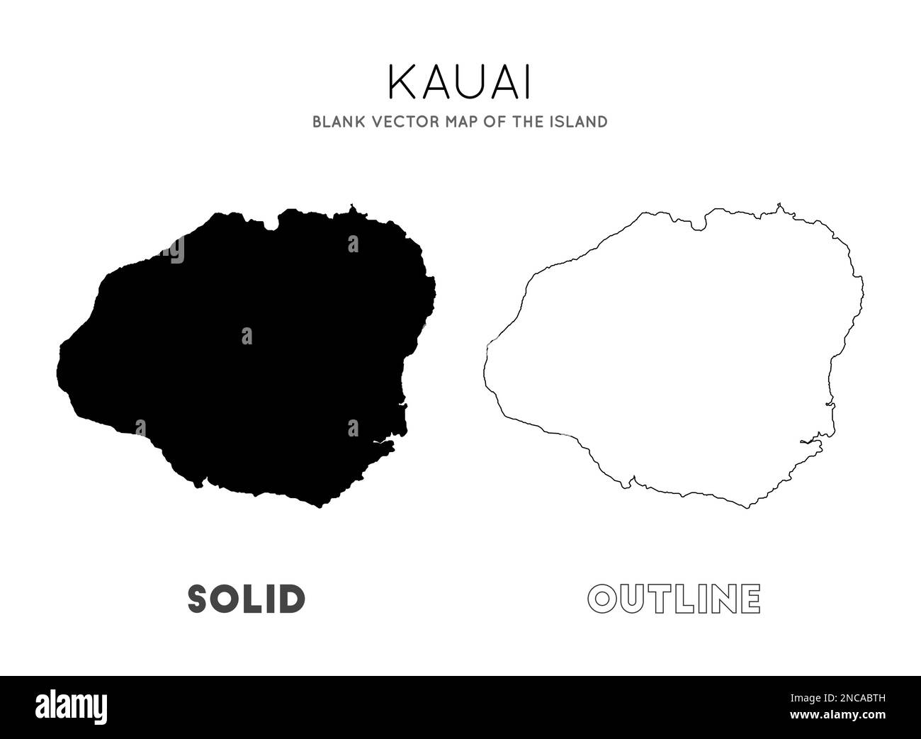 Kauai map. Blank vector map of the Island. Borders of Kauai for your