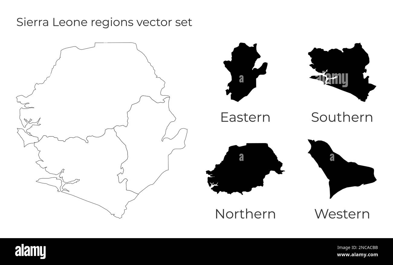 Sierra Leone map with shapes of regions. Blank vector map of the ...