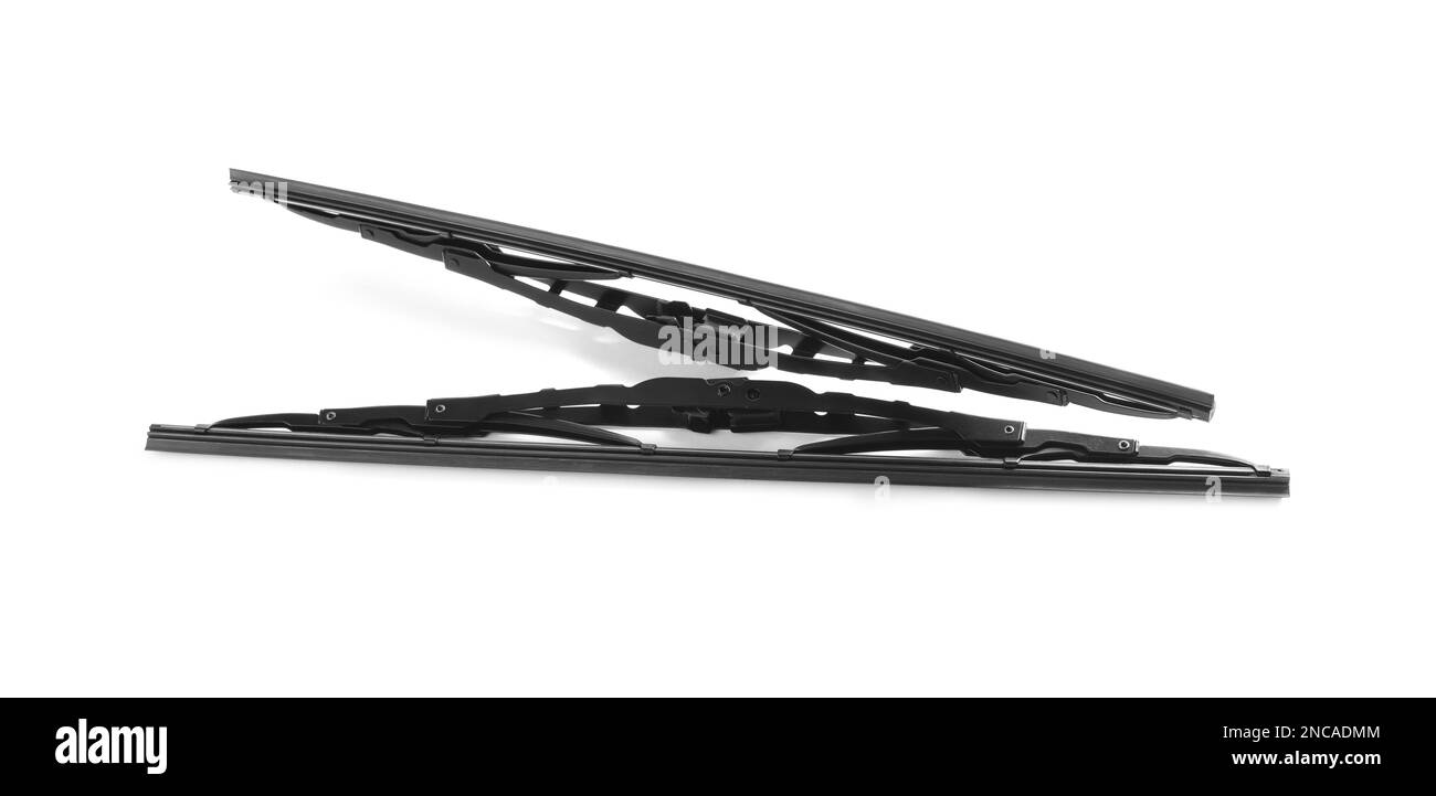 Pair of car windshield wipers on white background Stock Photo Alamy